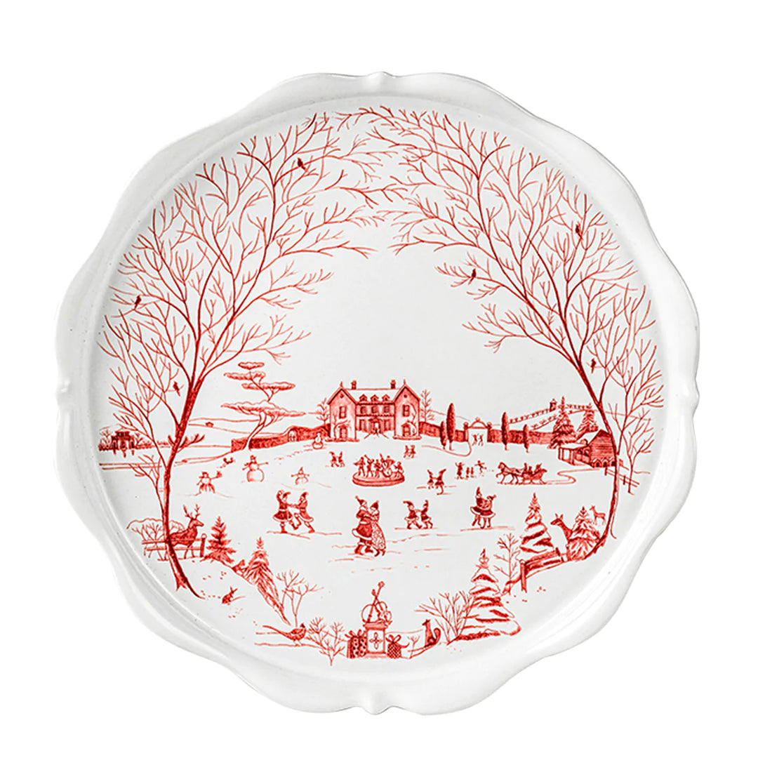 Country Estate Winter Frolic Cake Stand - Ruby