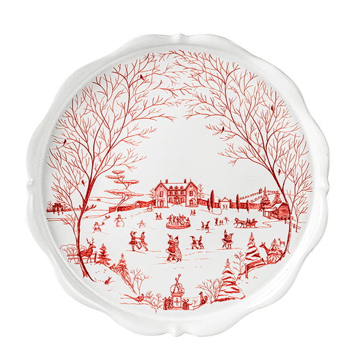 Country Estate Winter Frolic Cake Stand - Ruby