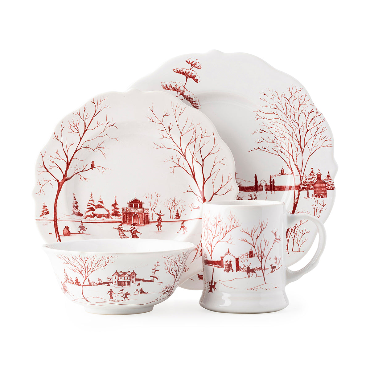 Country Estate Winter Frolic Ruby 4pc Setting