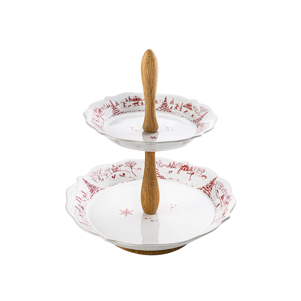Country Estate Winter Frolic Ruby Two Tier Server