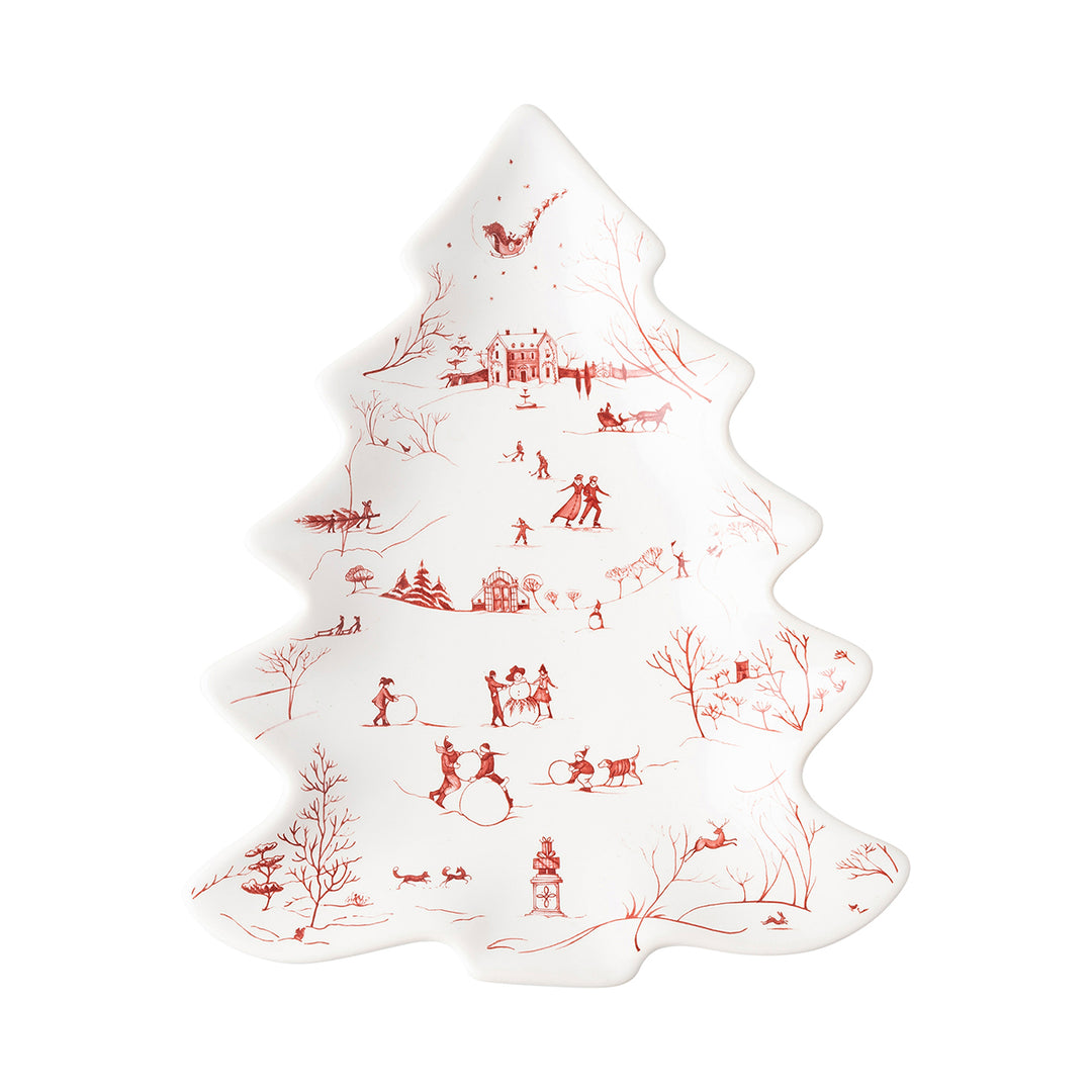 Country Estate Winter Frolic 10" Tree Tray - Ruby