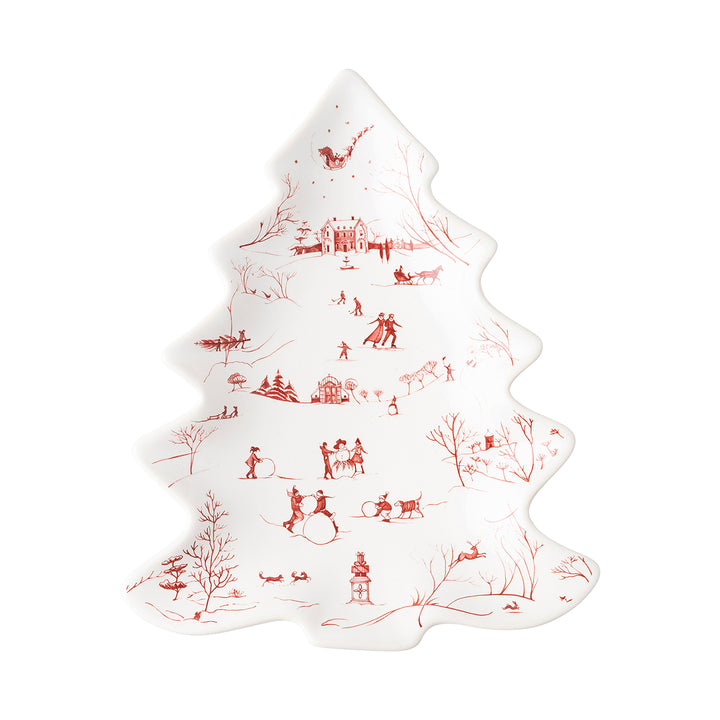 Country Estate Winter Frolic 10" Tree Tray - Ruby