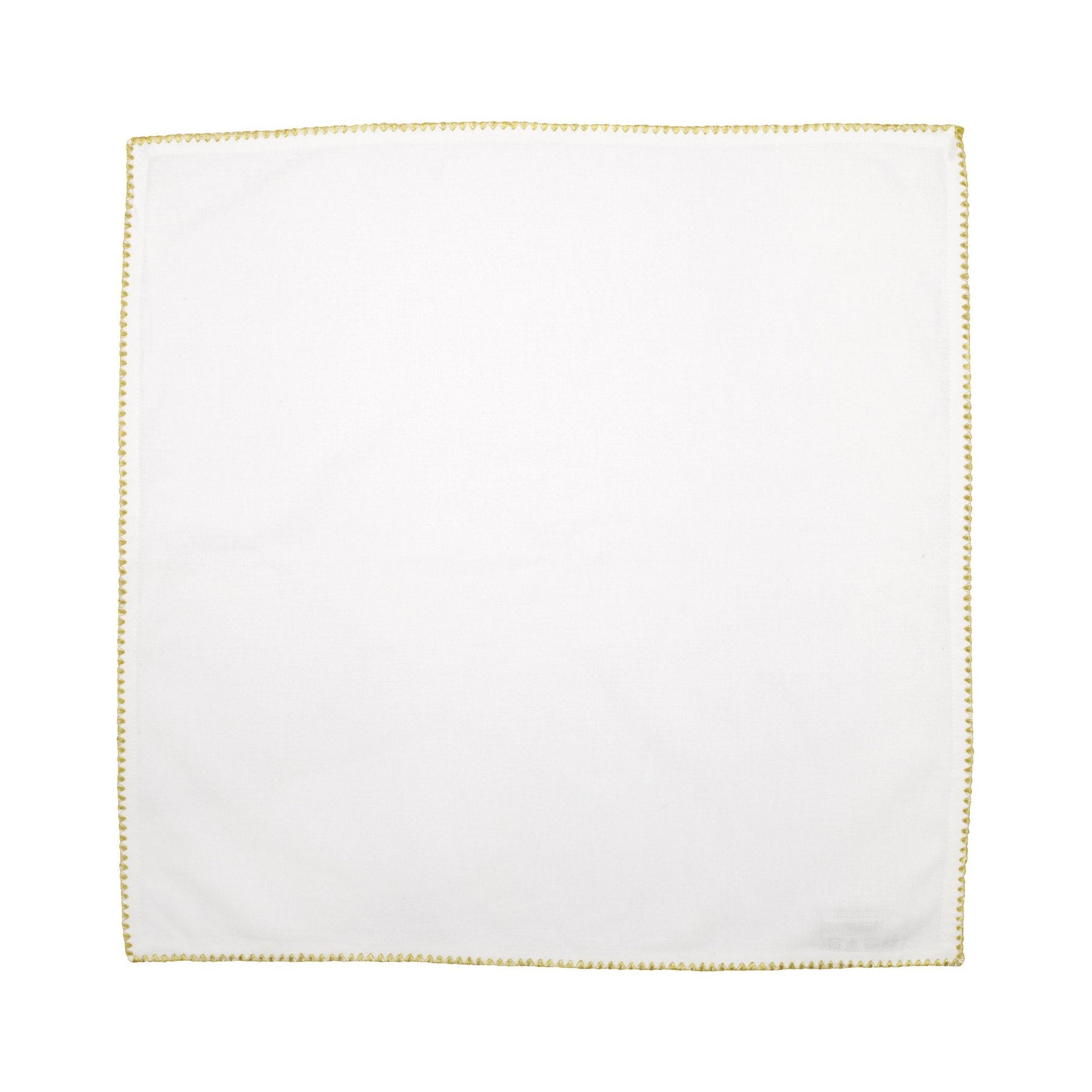 Cotone Linens Ivory Napkins With Gold Stitching - Set of 4