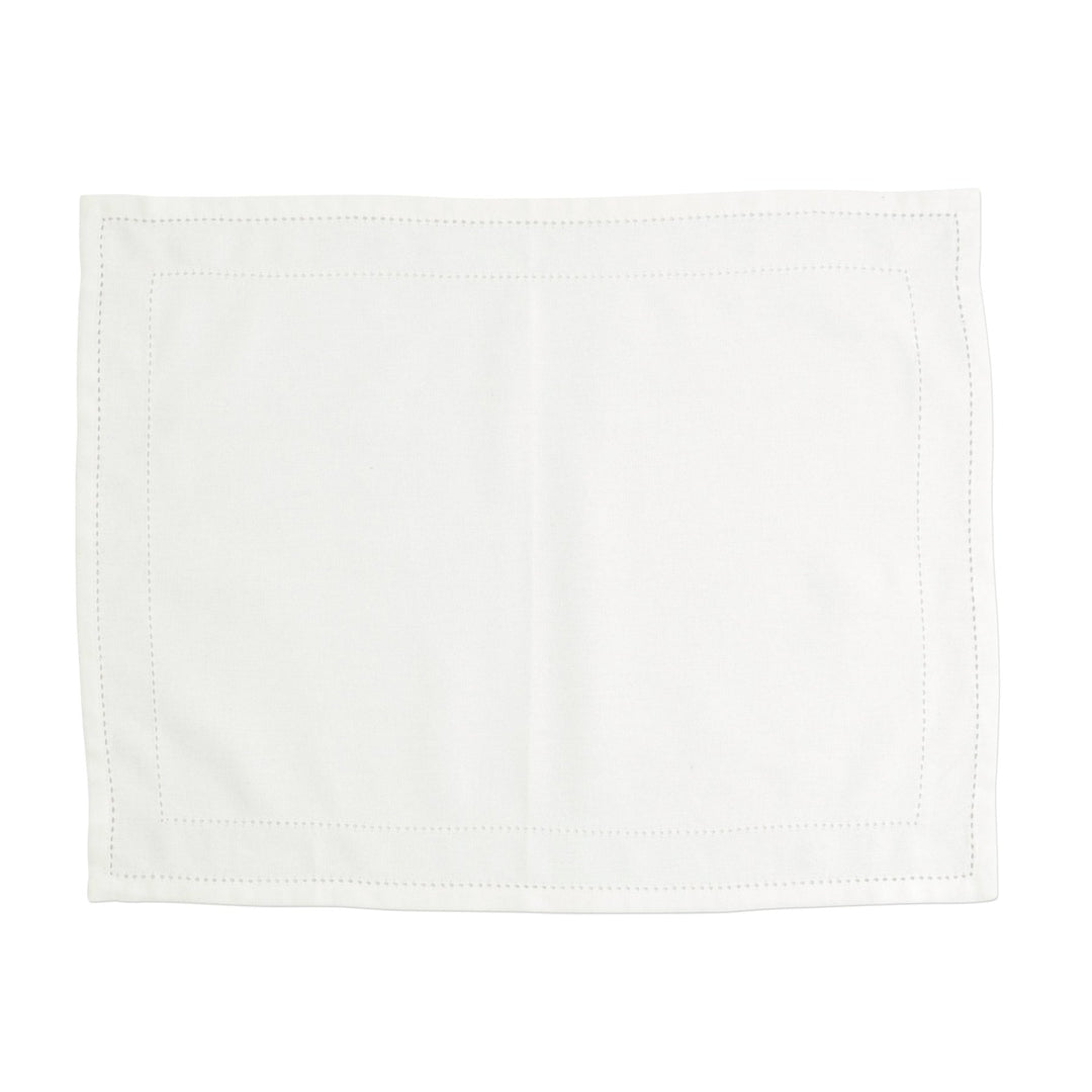 Cotone Linens Ivory Placemats With Double Stitching - Set of 4