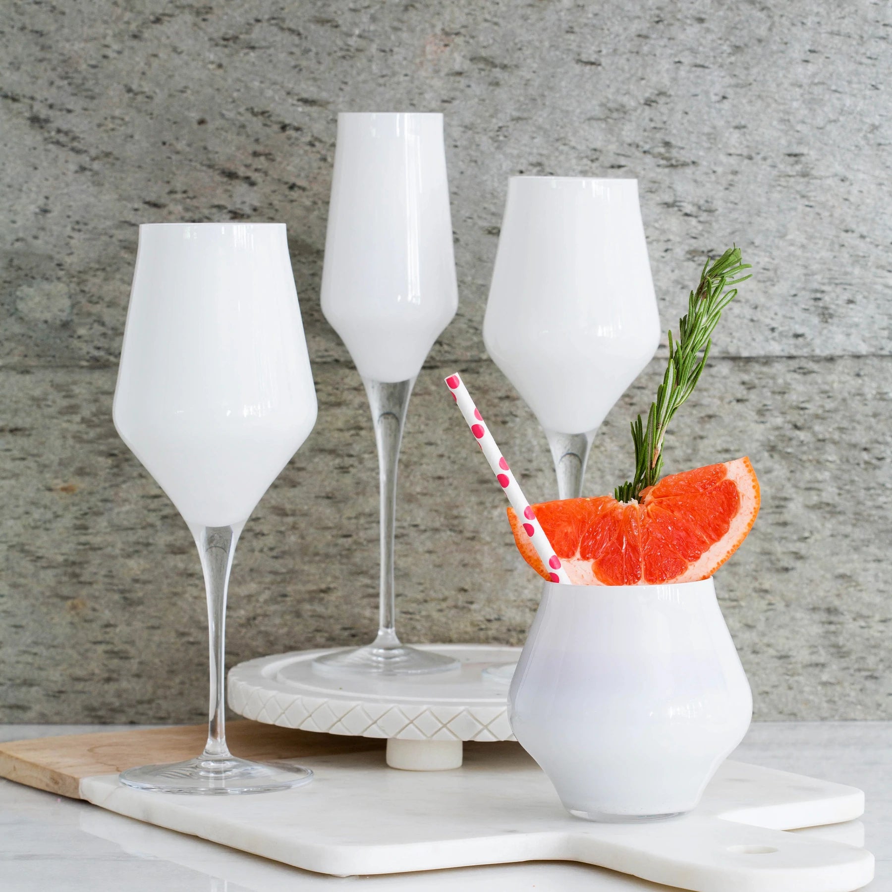 Contessa White Water Glass