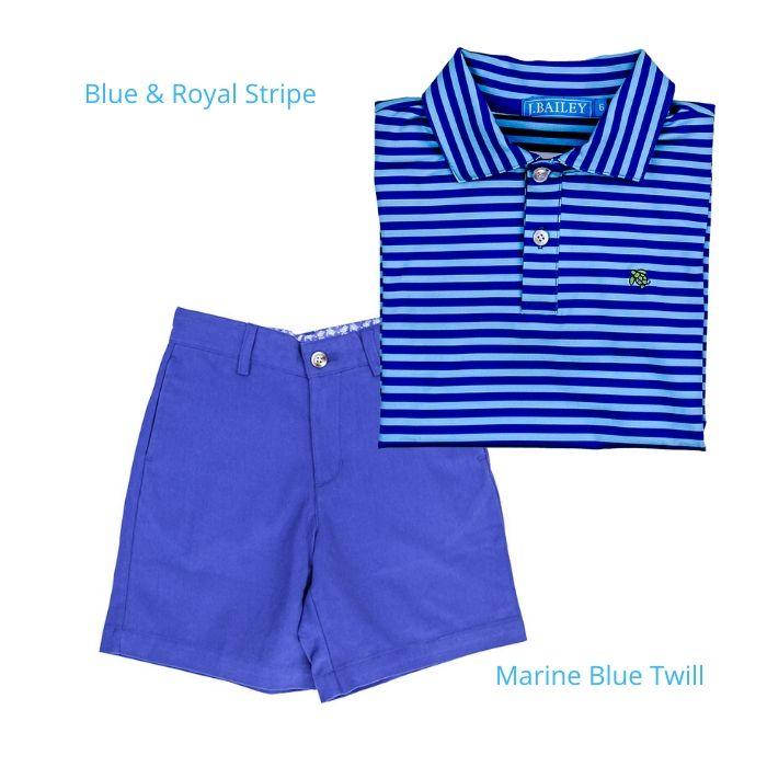 Blue & Royal Stripe Short Sleeve Polo