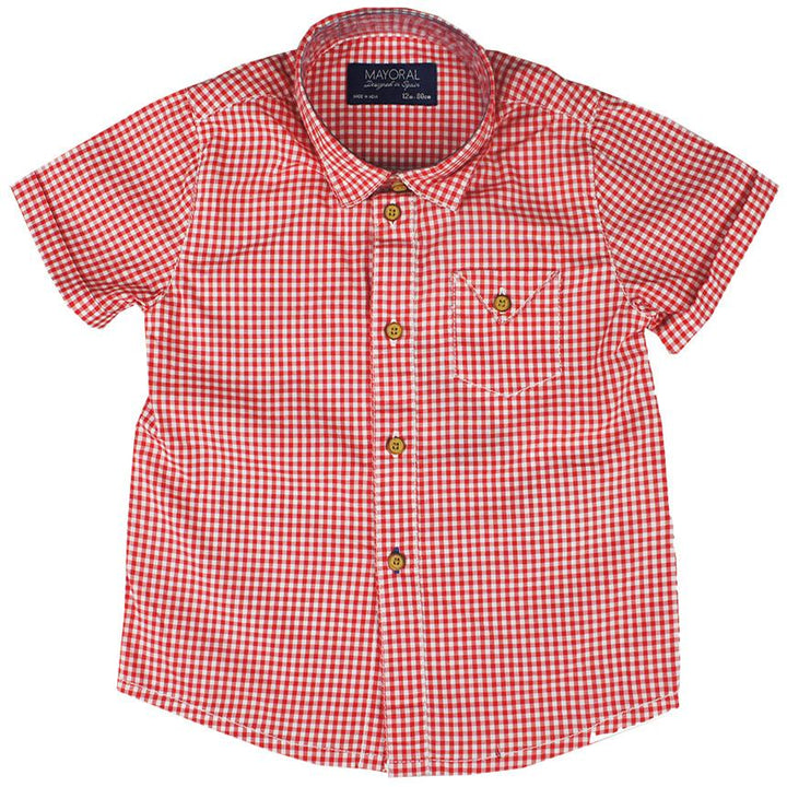Mayoral - Red Checked Shortsleeve Shirt - kkgivingtree - K&K's 