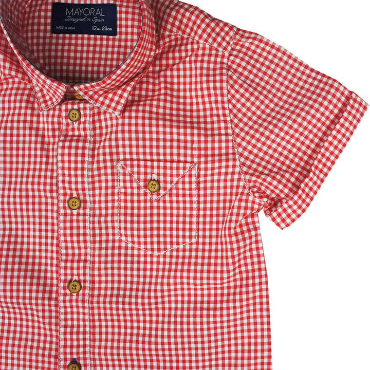 Mayoral - Red Checked Shortsleeve Shirt - kkgivingtree - K&K's 