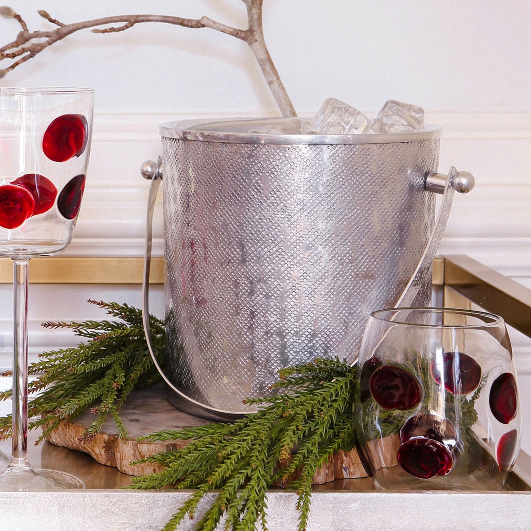 Red Stemless Wine Glass