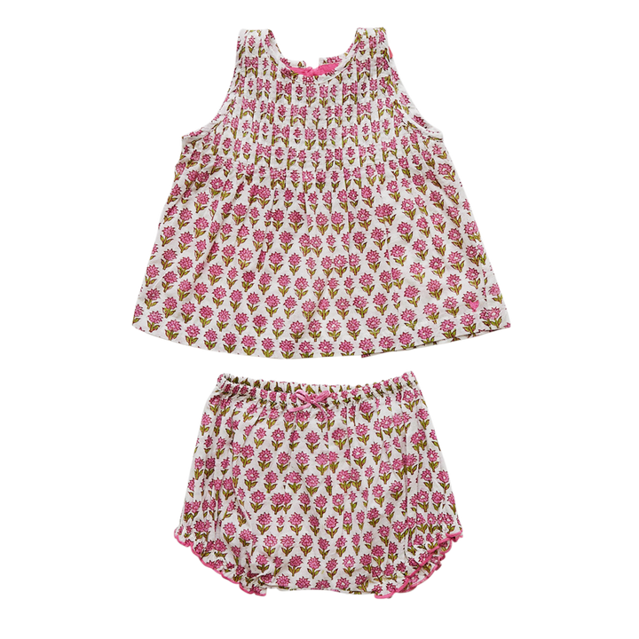Pink Floral Block Jaipur 2 Piece Set