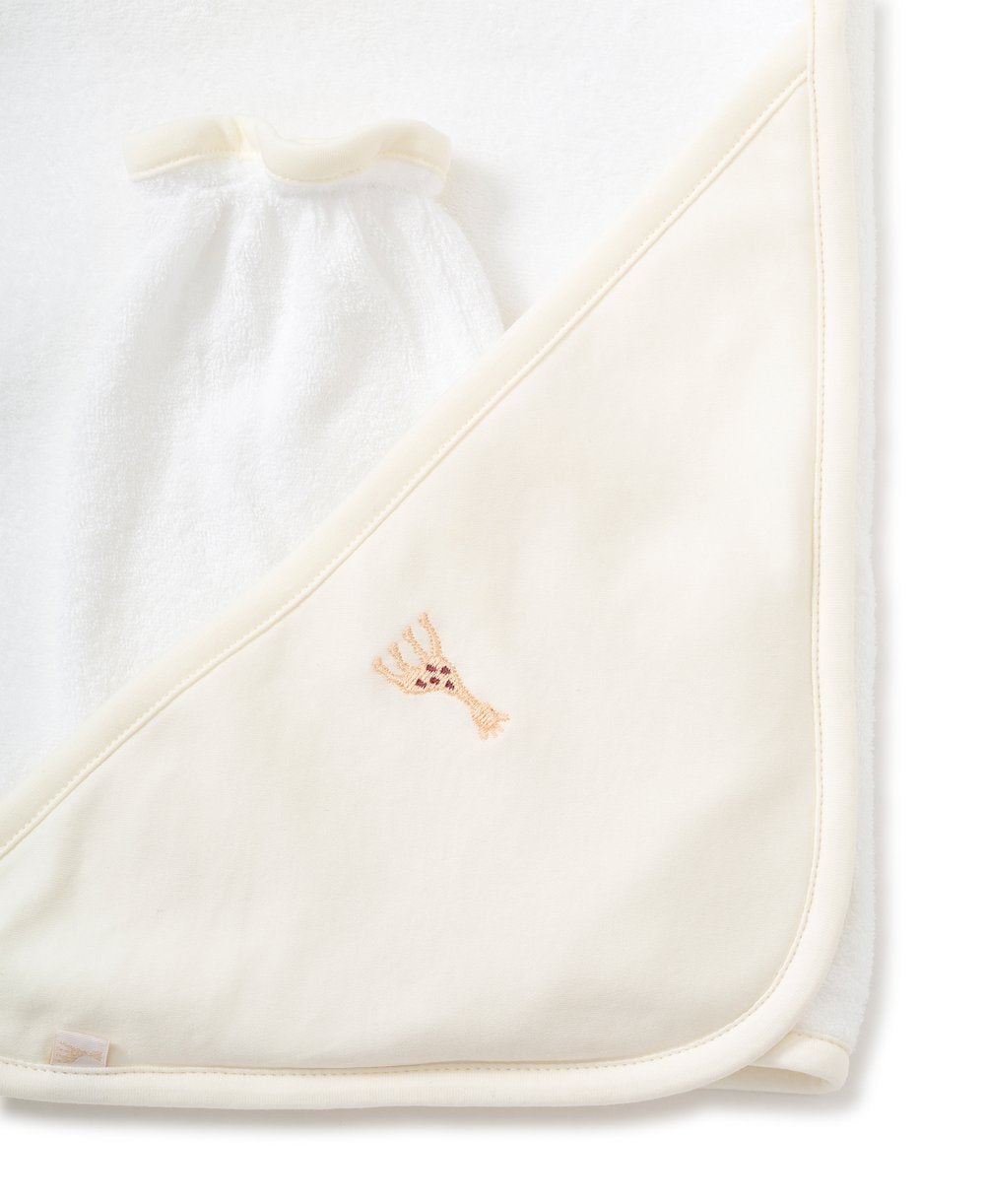 Sophie la Girafe Ecru Hooded Towel & Mitt Set