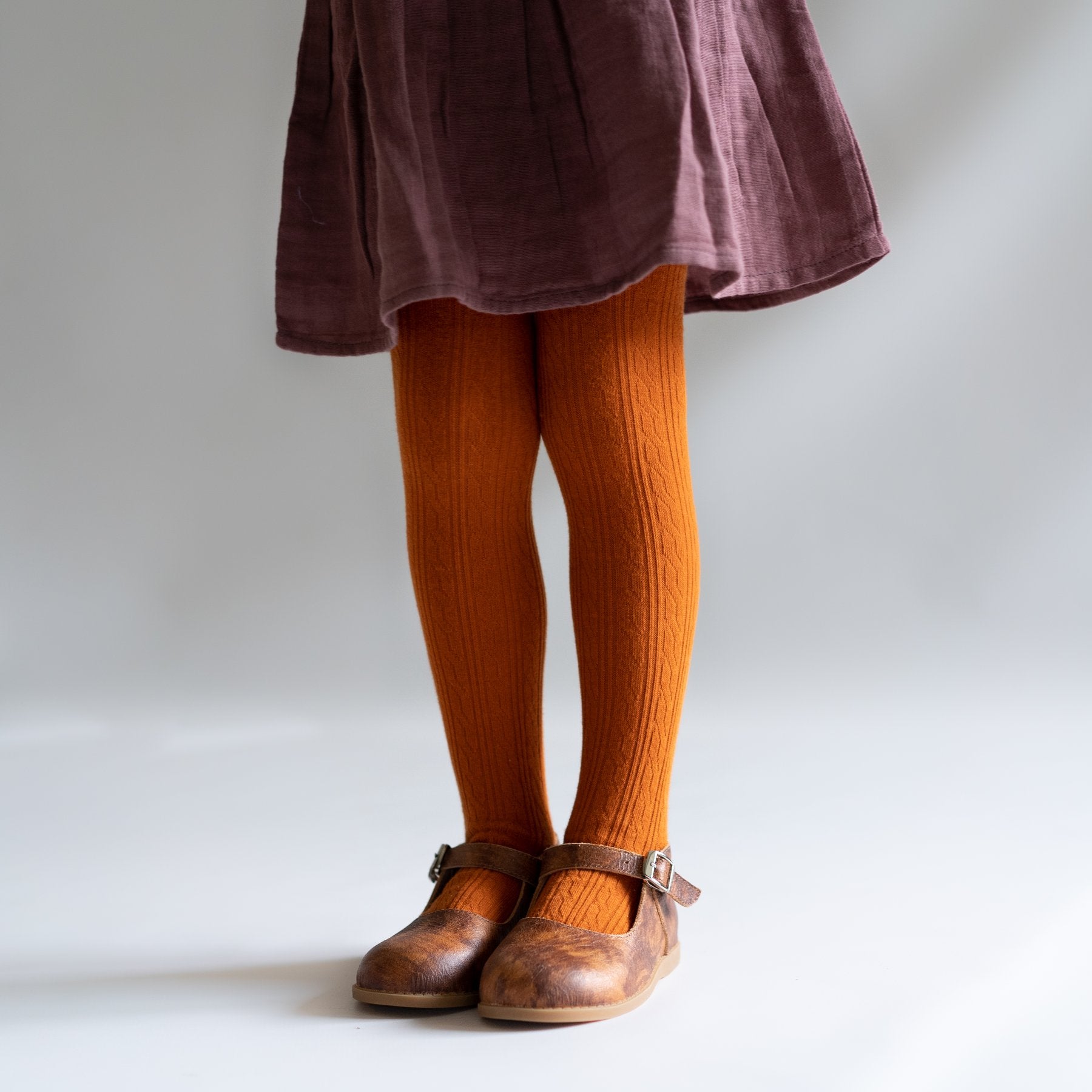 Pumpkin Spice Cable Knit Tights