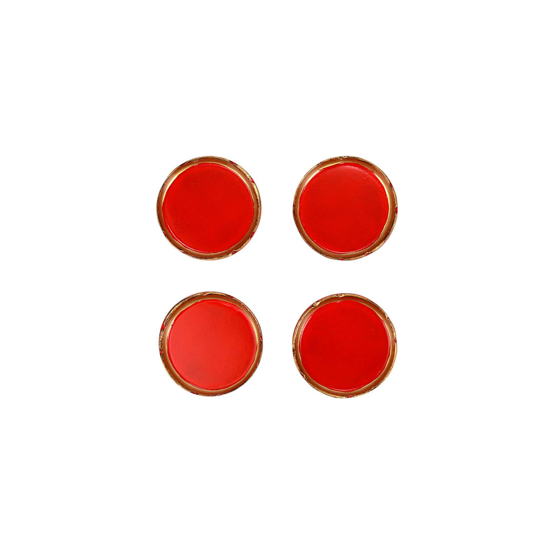 Florentine Wooden Accessories Red & Gold Coasters Set - Set of 4