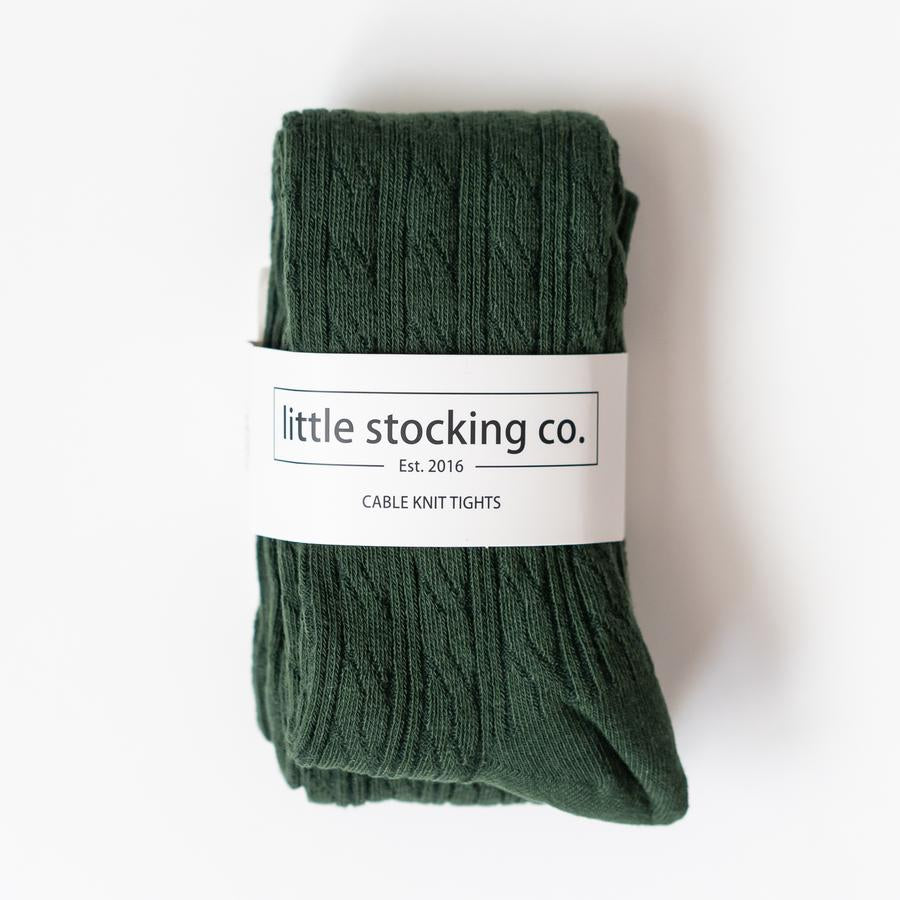 Forest Green Cable Knit Tights