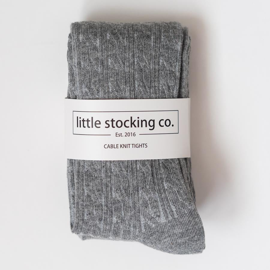Grey Cable Knit Tights