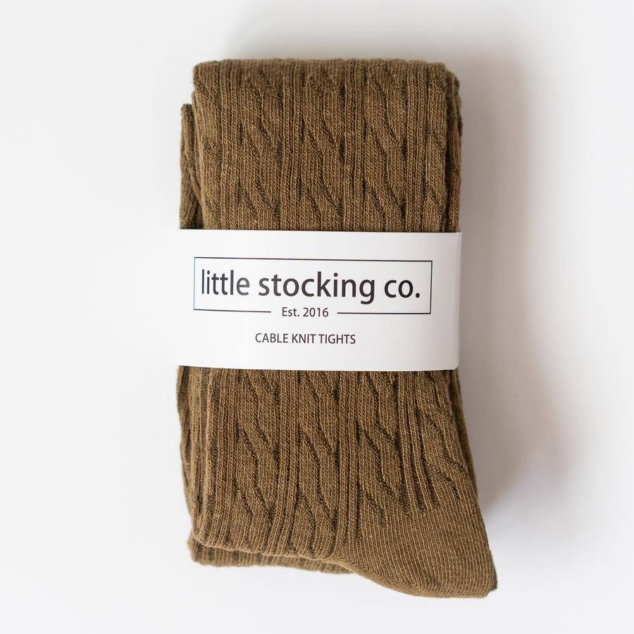 Olive Green Cable Knit Tights