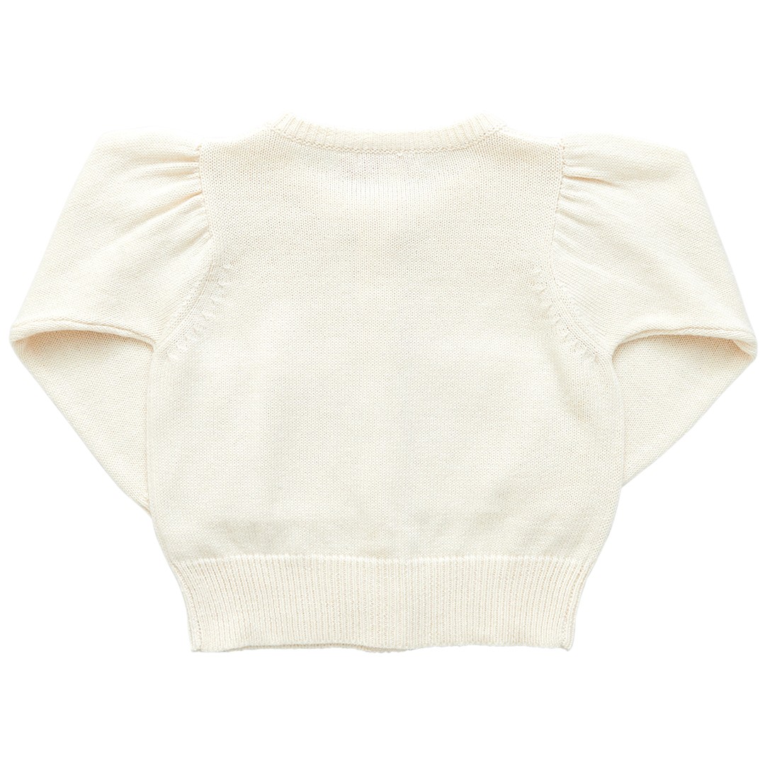 Cream Baby Girls Heart Pocket Sweater