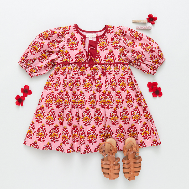 Pink Posey Block Print Jade Dress