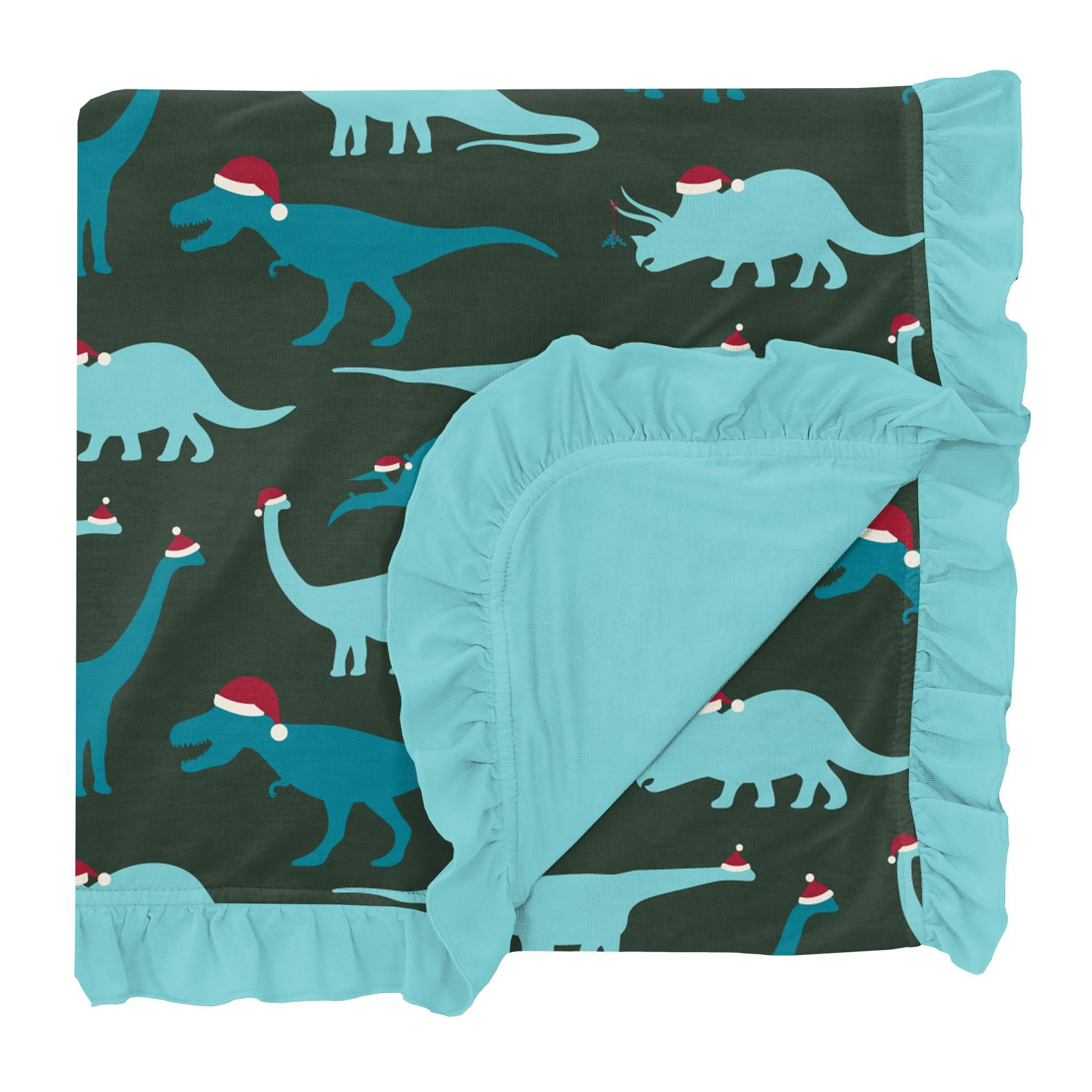 Santa Dinos Ruffle Toddler Blanket