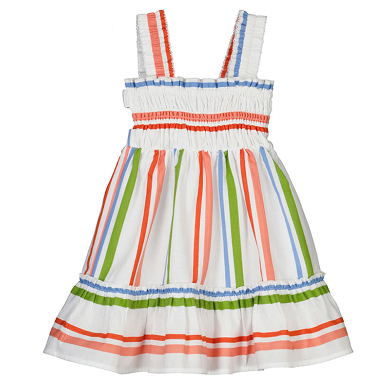 Multicolor Stripe Smocked Dress