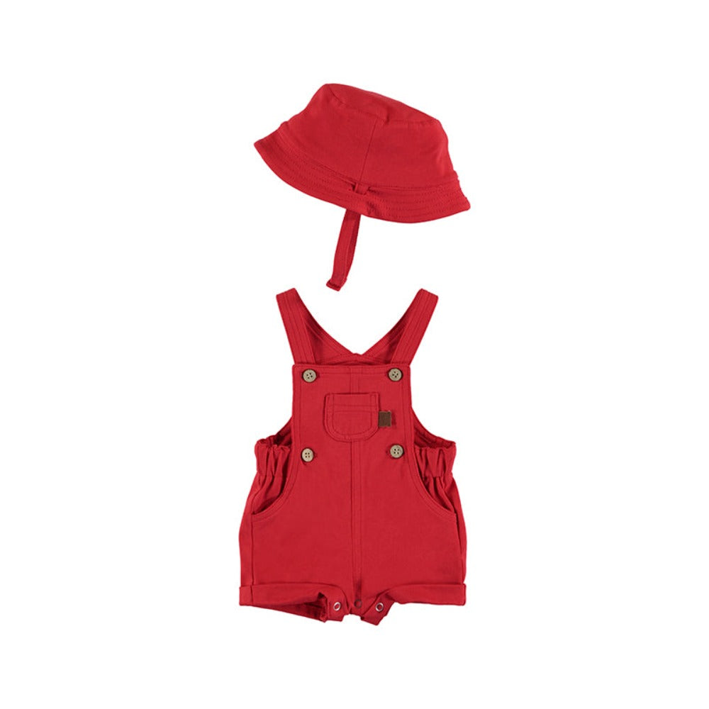 Red Overalls & Reversible Hat Set