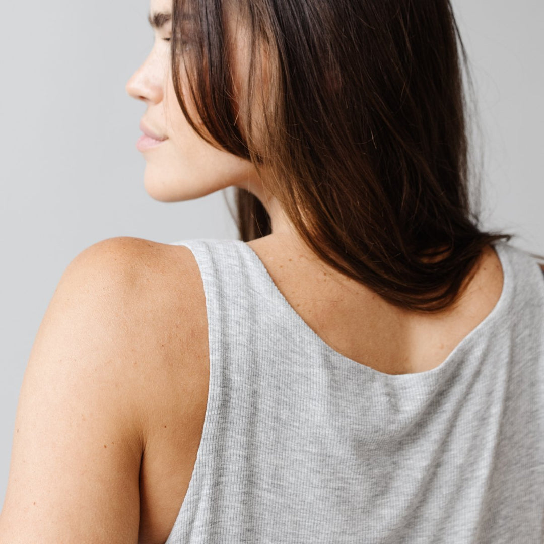 Rib-Knit Bamboo V-Neck Tank Lounge Dress