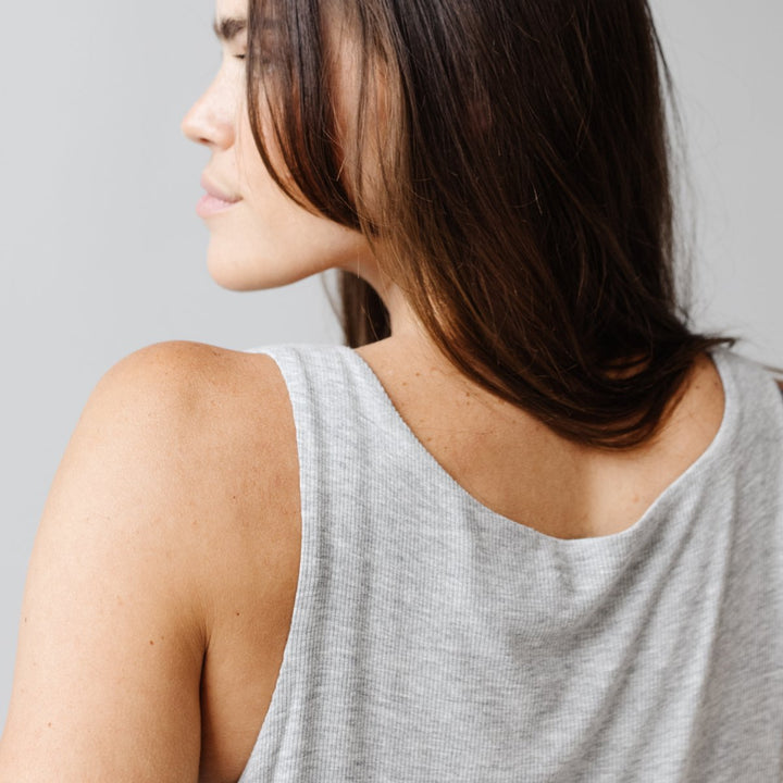 Rib-Knit Bamboo V-Neck Tank Lounge Dress