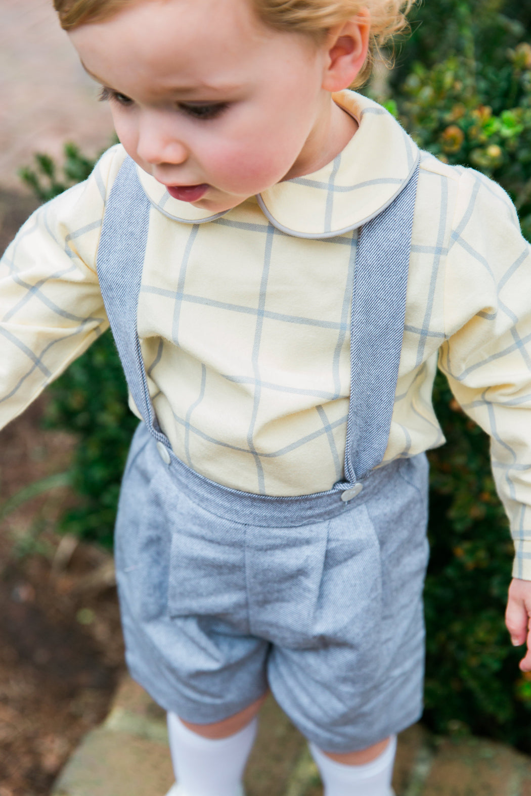 Grey Flannel Suspender Shorts