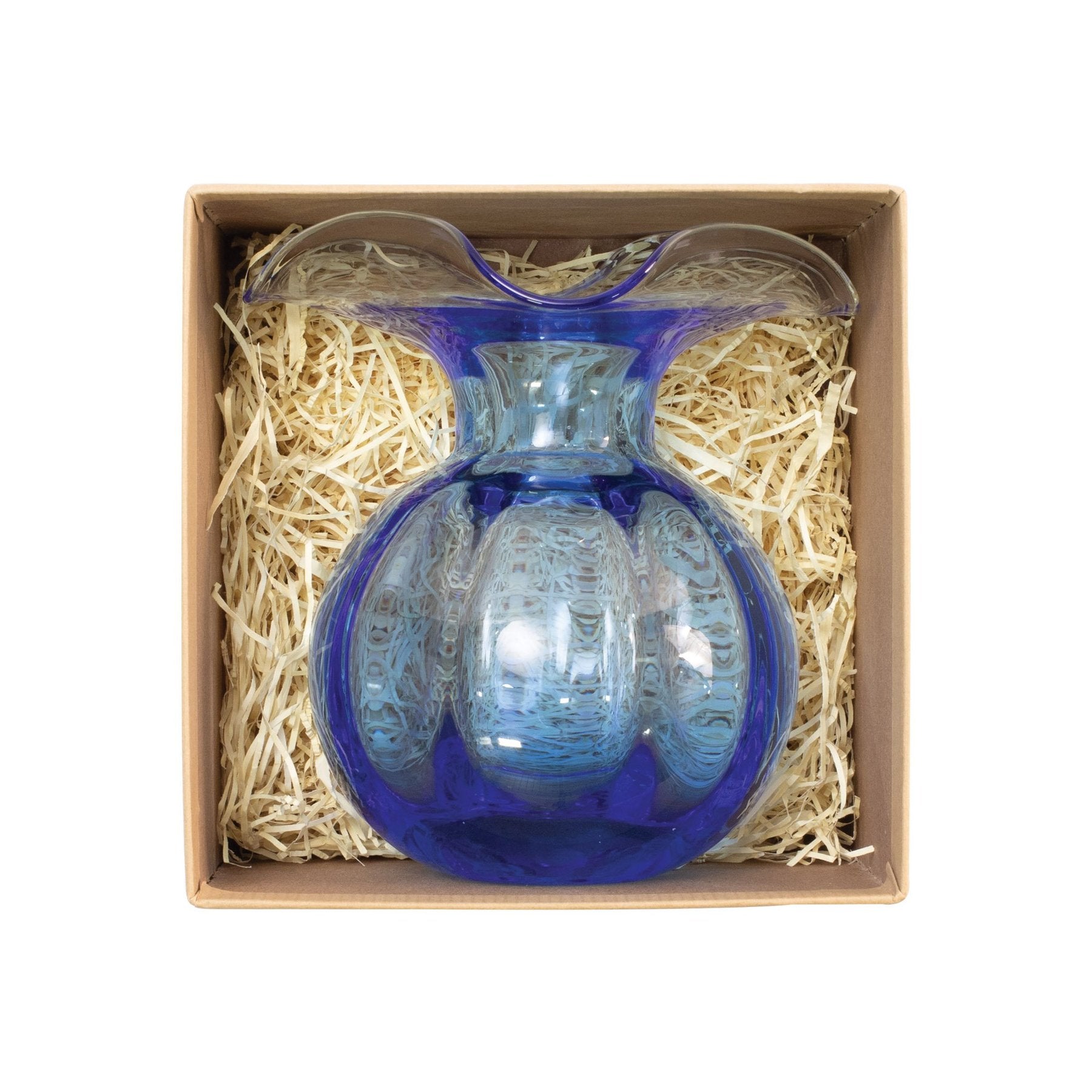 Blue Hibiscus Glass Vase