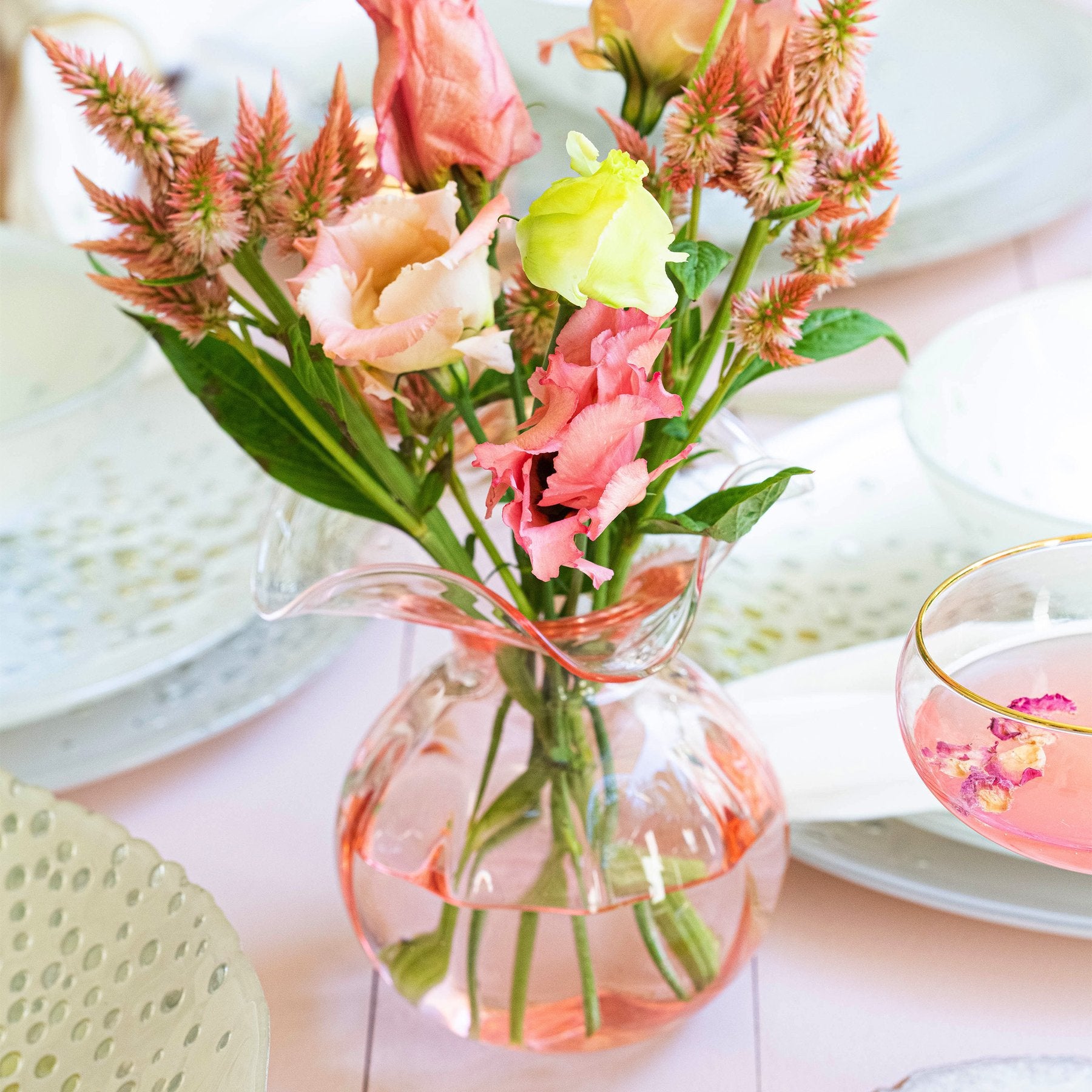 Hibiscus Glass Pink Bud Vase