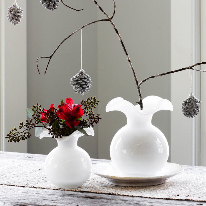 Hibiscus Glass White Small Fluted Vase