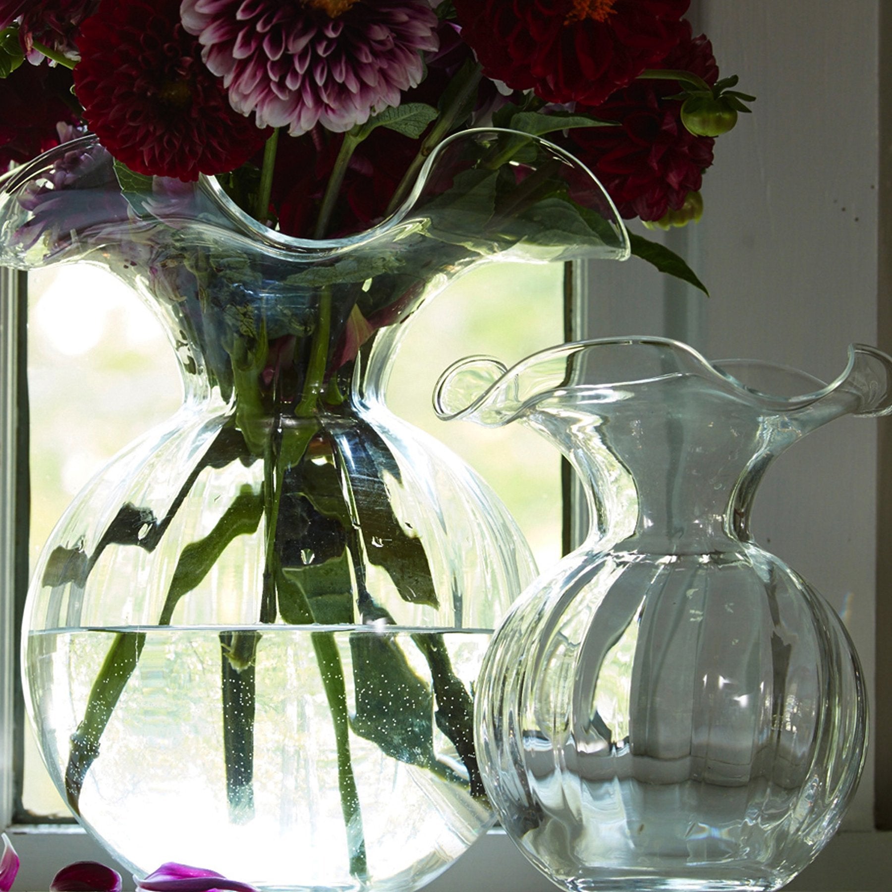 Hibiscus Glass Large Fluted Vase