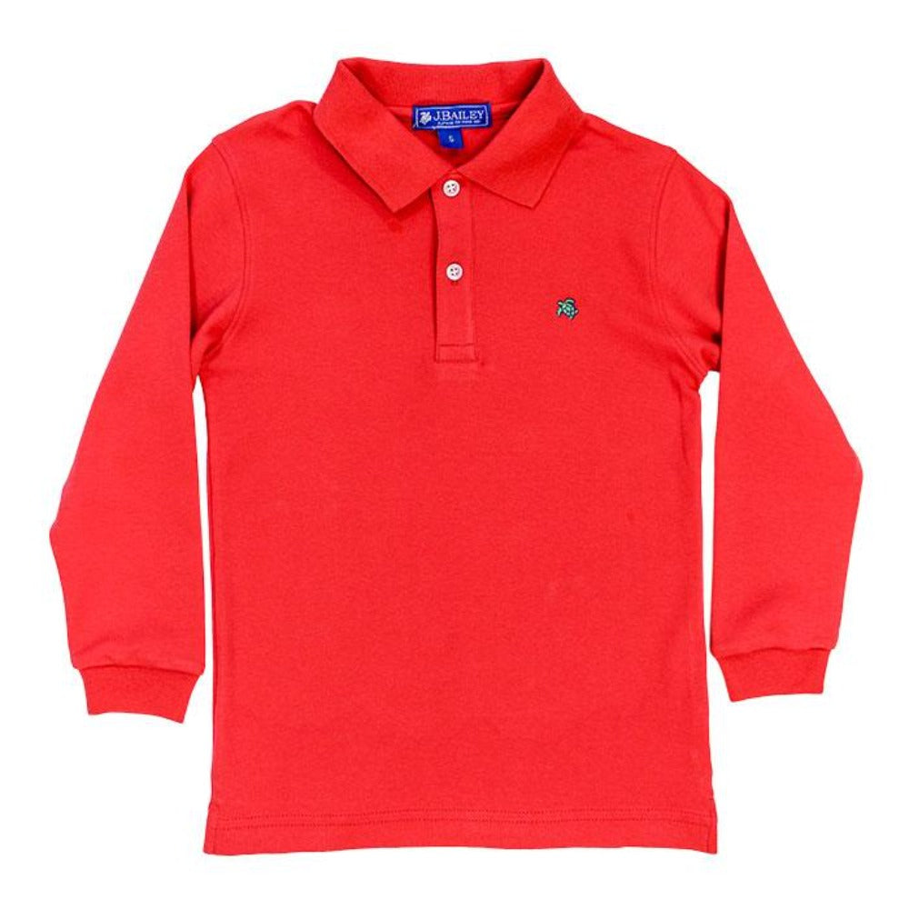 The J Bailey Harry - Soft Knit Long Sleeve Polo in Coral
