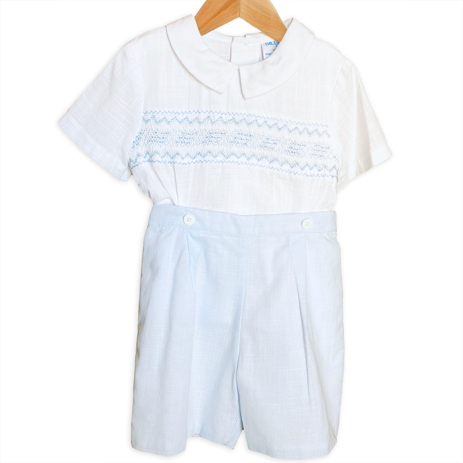 Baby Blue & White Smocked Two Piece Set
