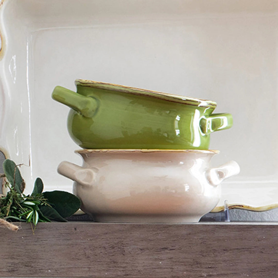 Italian Bakers Green Small Handled Round Baker