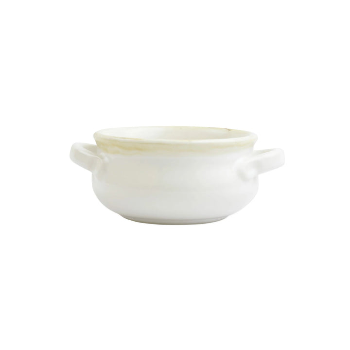 Italian Bakers White Small Handled Round Baker