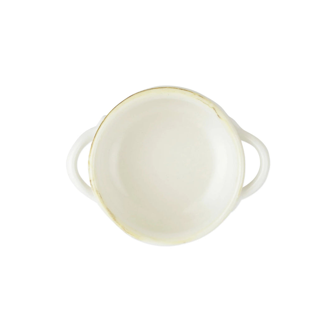 Italian Bakers White Small Handled Round Baker