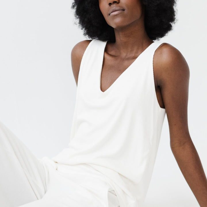 Rib-Knit Bamboo V-Neck Lounge Tank
