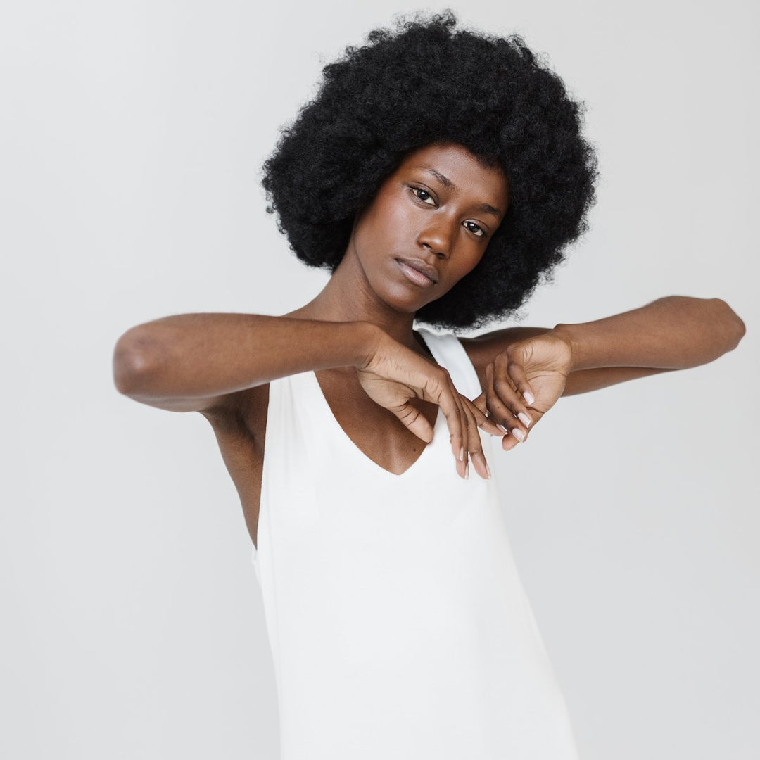 Rib-Knit Bamboo V-Neck Tank Lounge Dress
