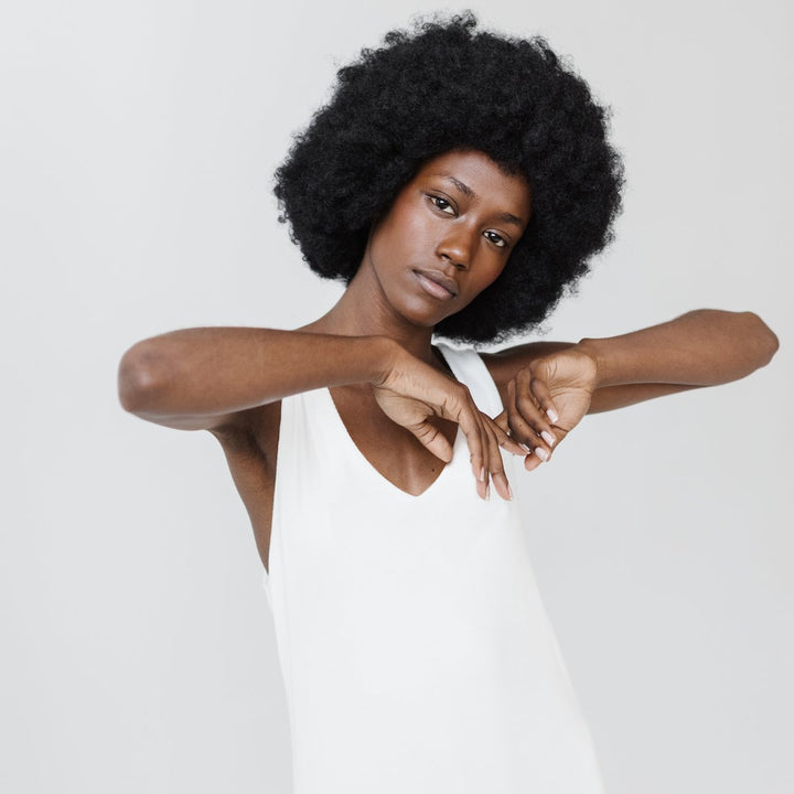 Rib-Knit Bamboo V-Neck Tank Lounge Dress