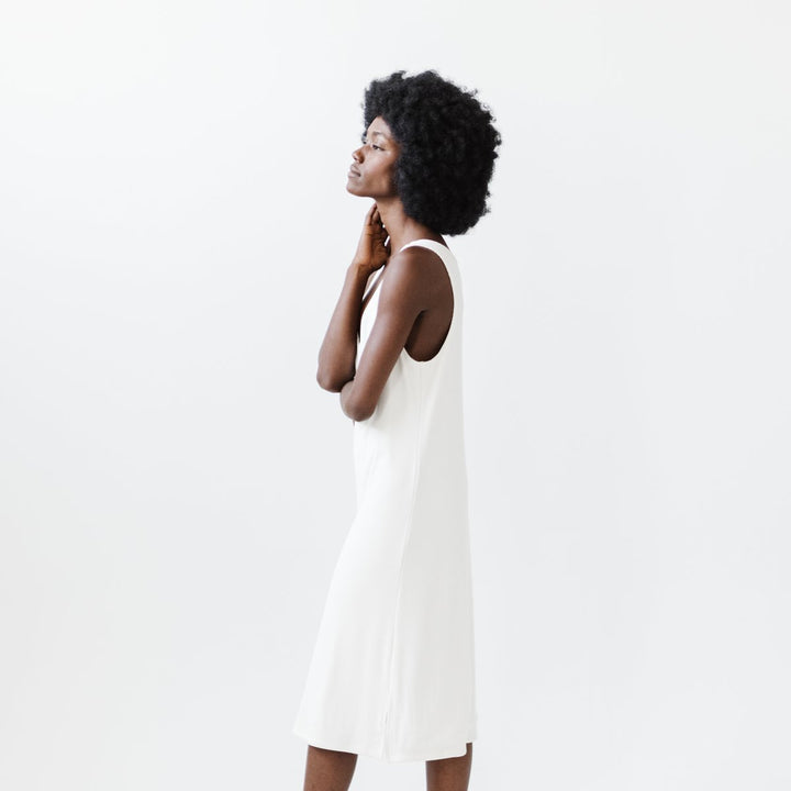 Rib-Knit Bamboo V-Neck Tank Lounge Dress