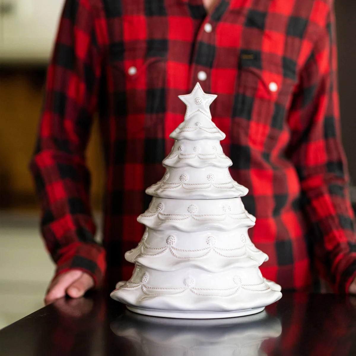 Berry & Thread Whitewash Christmas Tree Cookie Jar