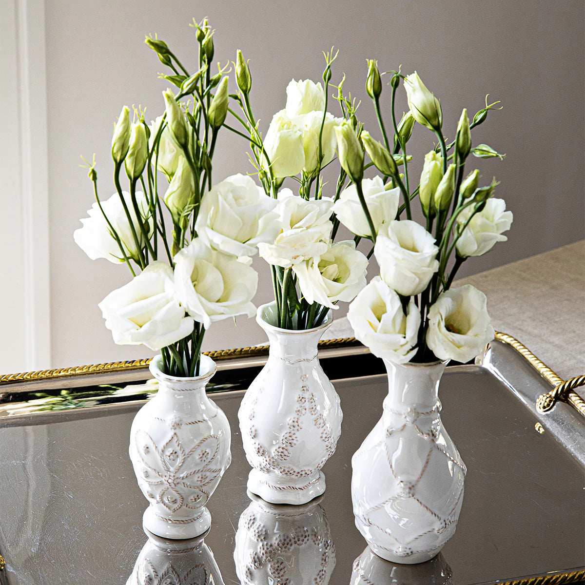 Jardins du Monde Whitewash Mini Vase Trio