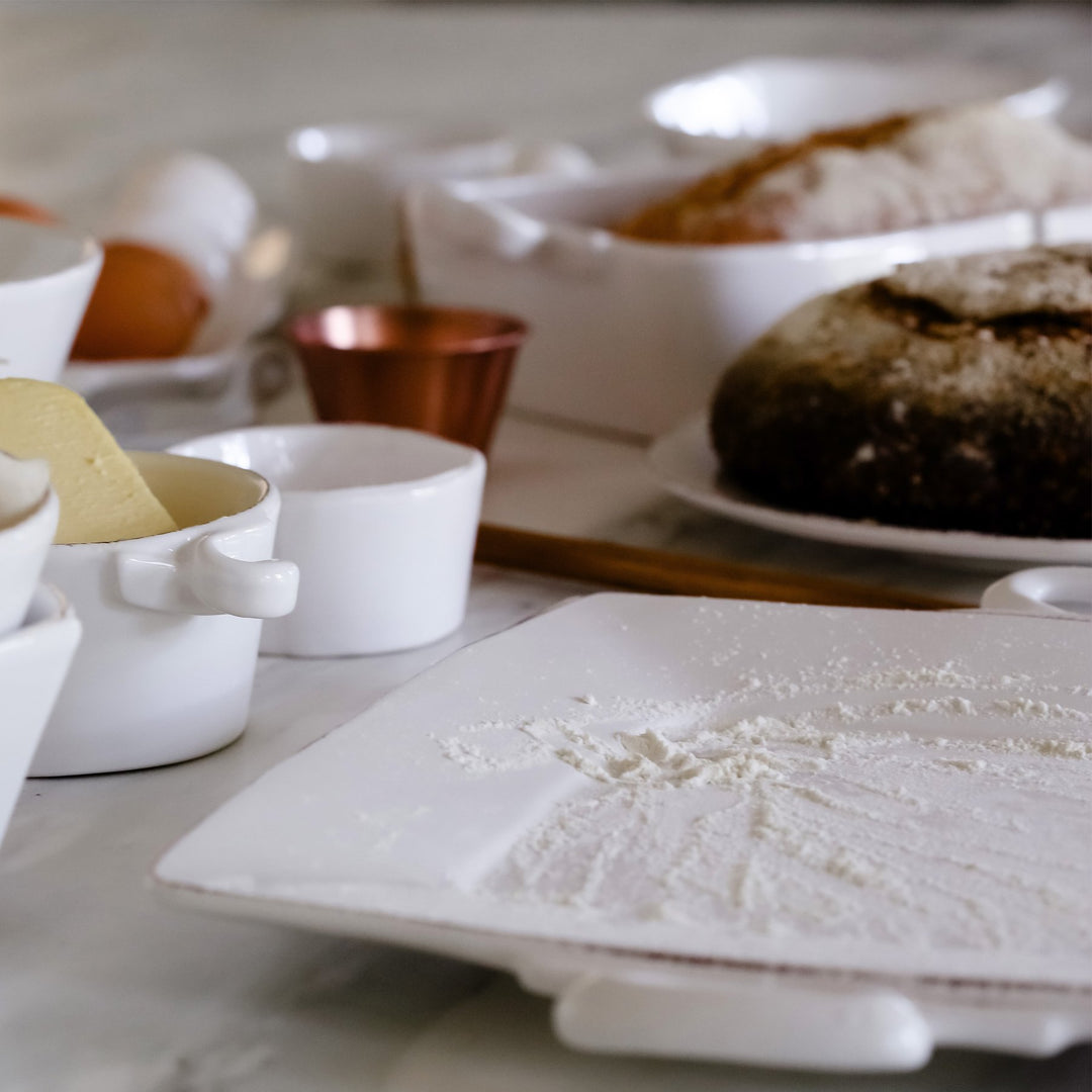 Lastra White Handled Square Platter