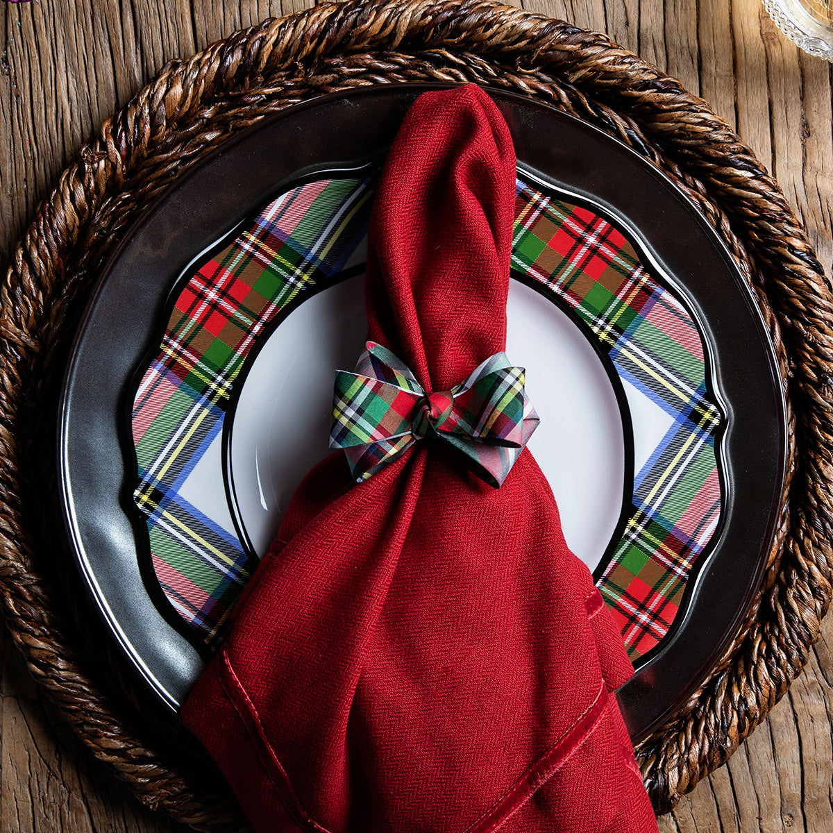 Velvet Trim Ruby Napkin