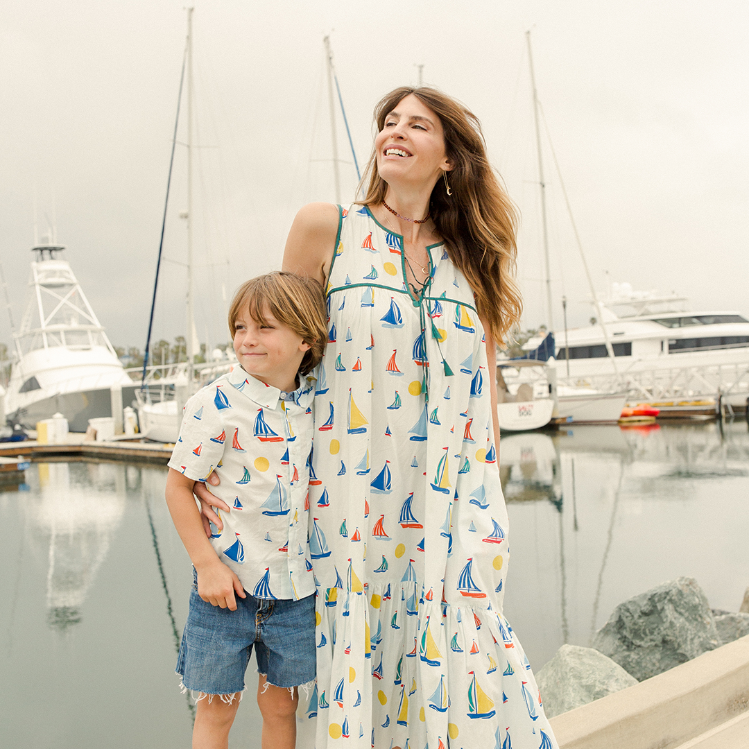 Wan Blue Sailboats Jade Dress