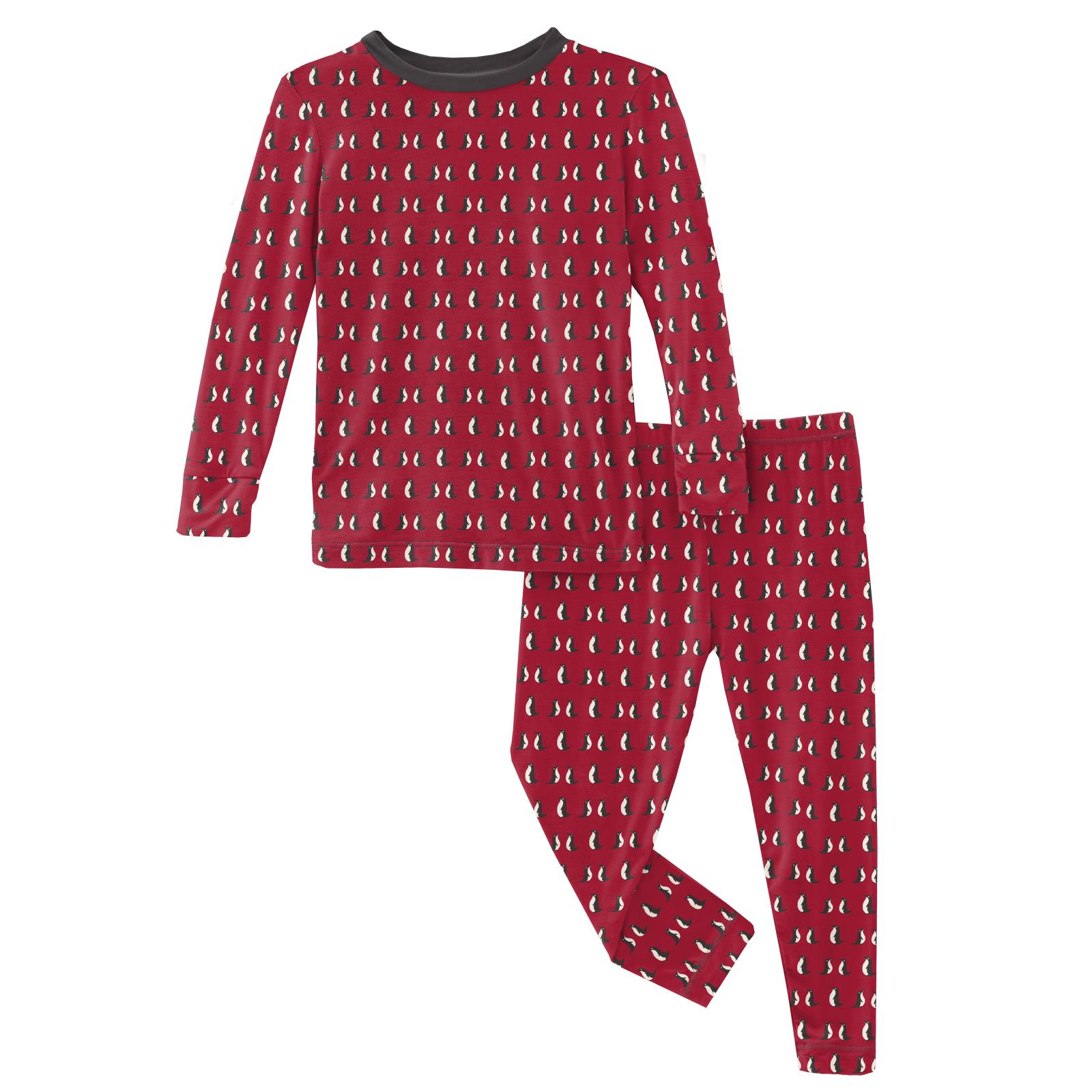Crimson Penguins Long Sleeve Pajama Set