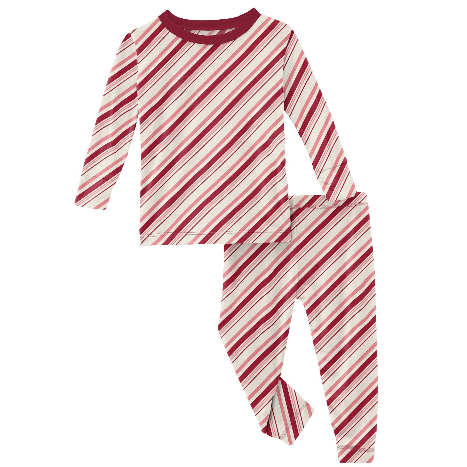 Strawberry Candy Cane Stripe Long Sleeve Pajama Set