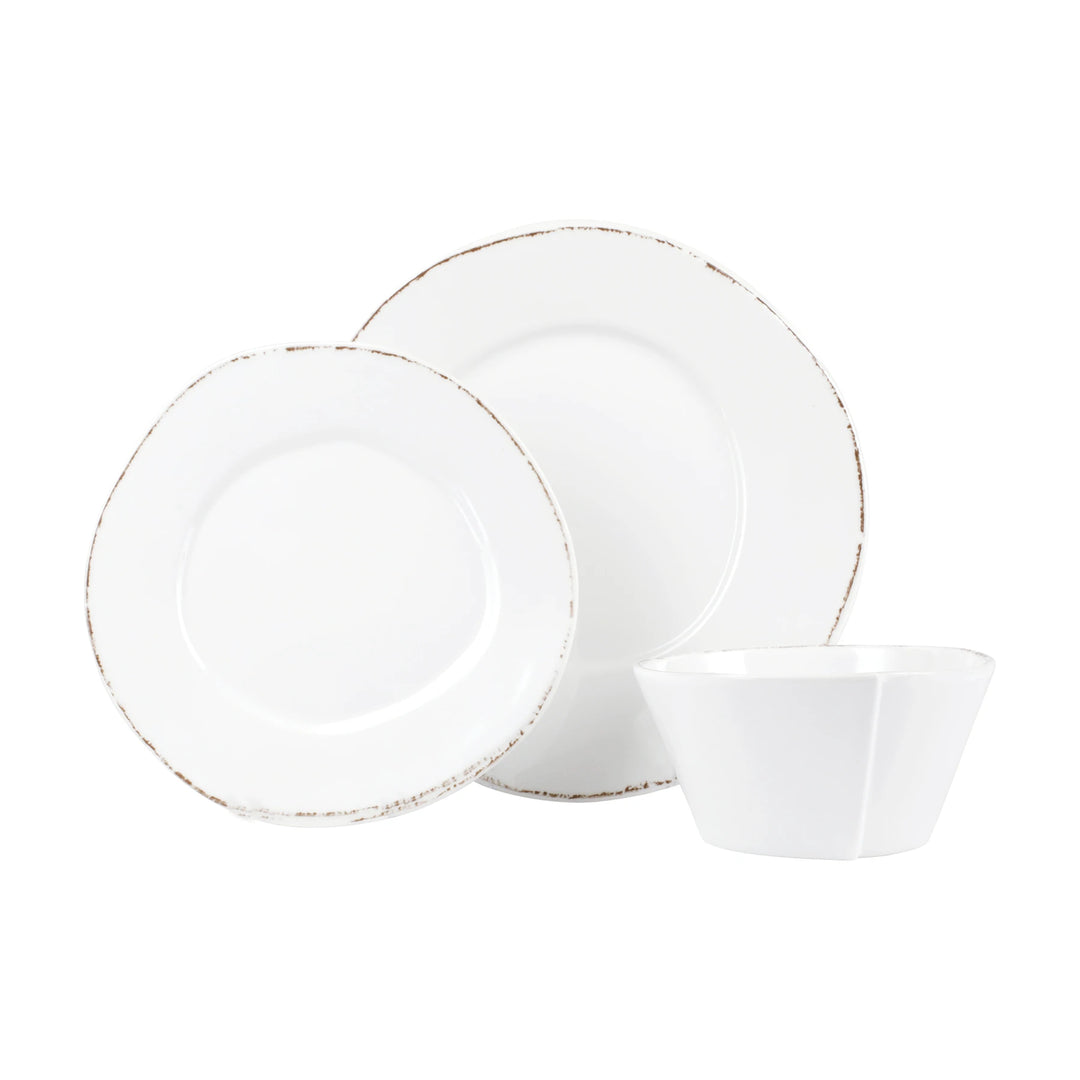 Melamine Lastra White Three-Piece Place Setting