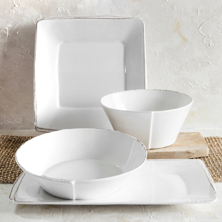 Melamine Lastra White Four-Piece Serveware Set